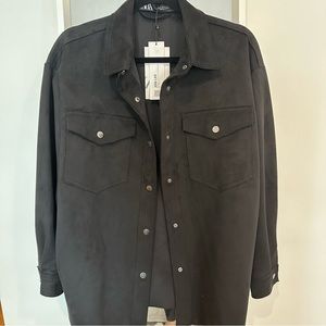 Zara black suede button up jacket/shacket